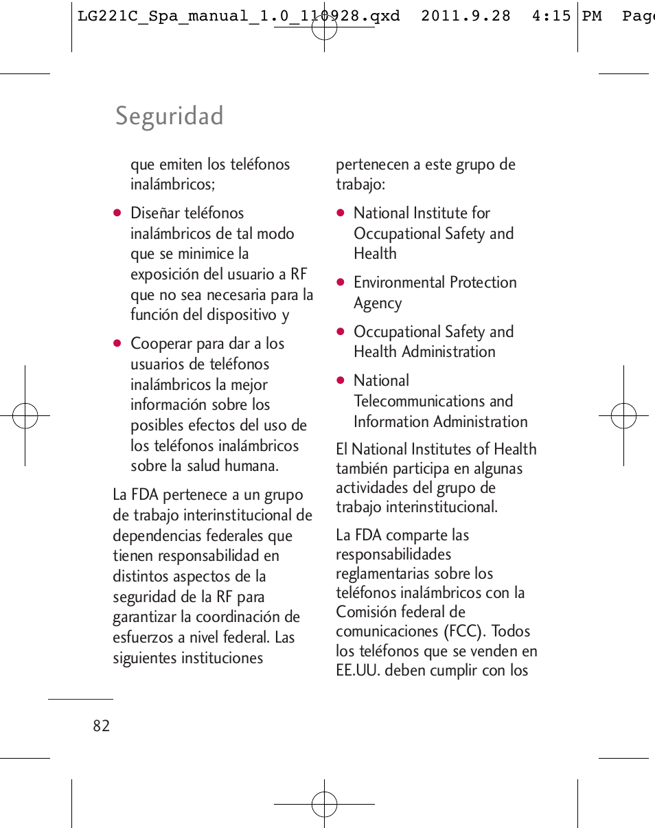 Seguridad | LG LG221C User Manual | Page 182 / 210