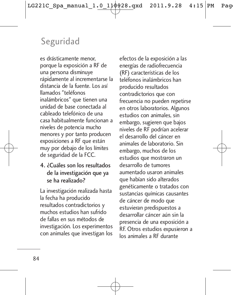 Seguridad | LG LG221C User Manual | Page 184 / 210