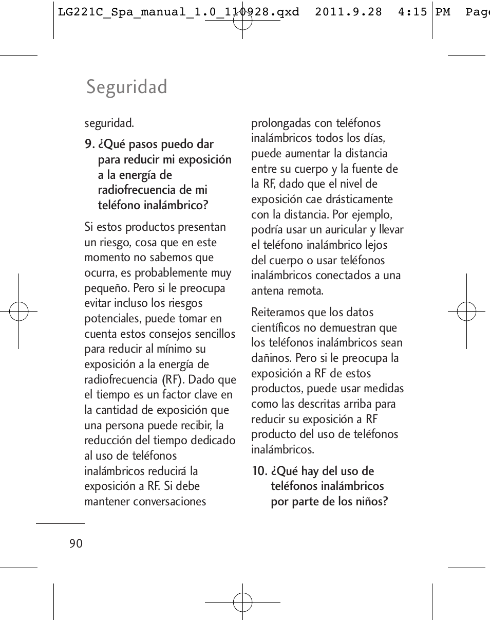 Seguridad | LG LG221C User Manual | Page 190 / 210