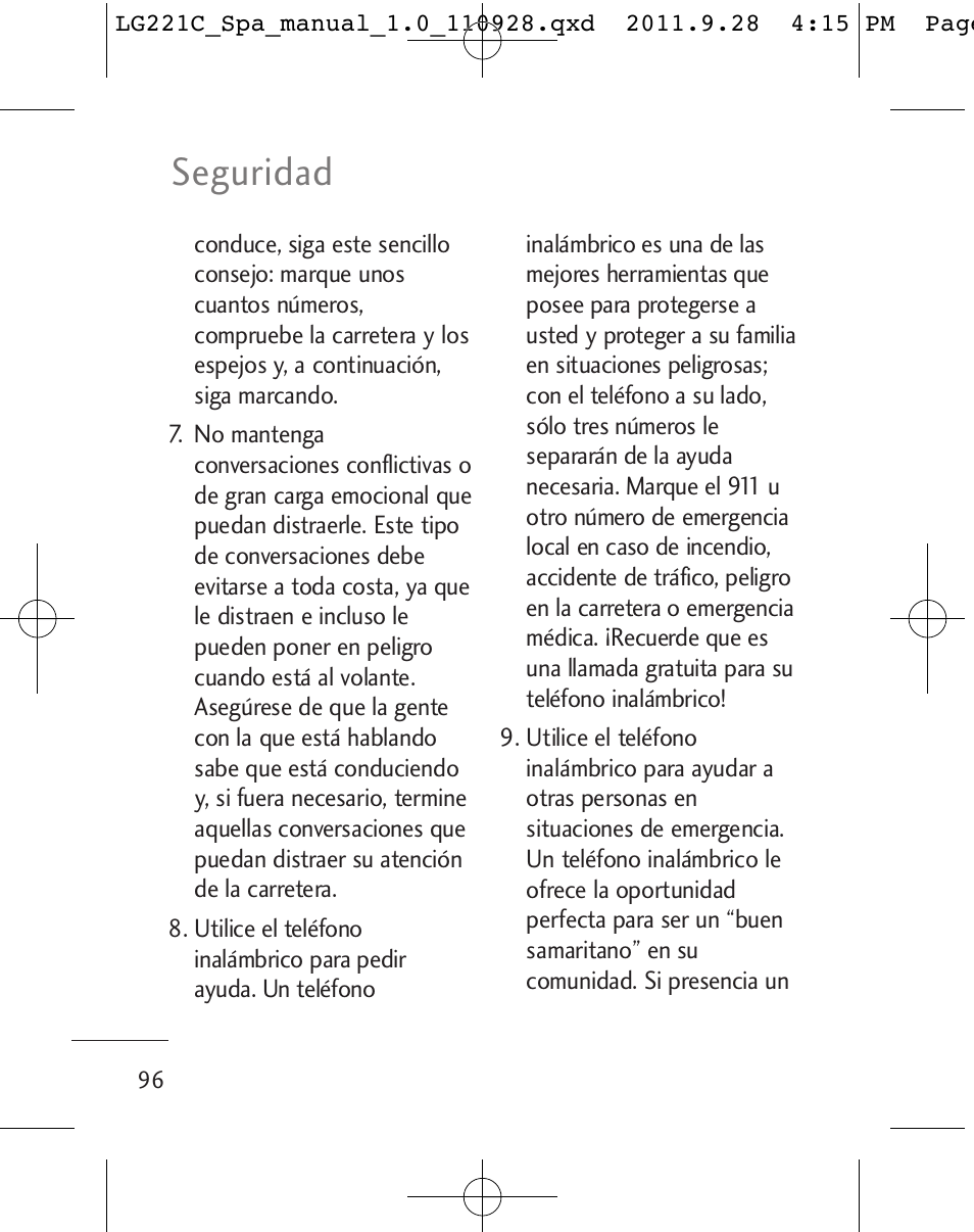 Seguridad | LG LG221C User Manual | Page 196 / 210