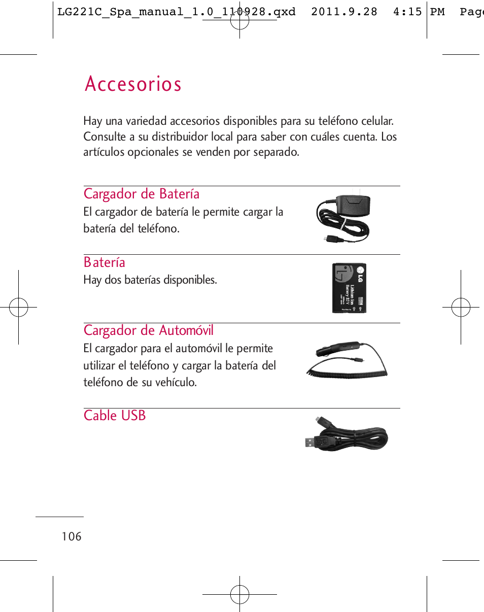 Accesorios | LG LG221C User Manual | Page 206 / 210