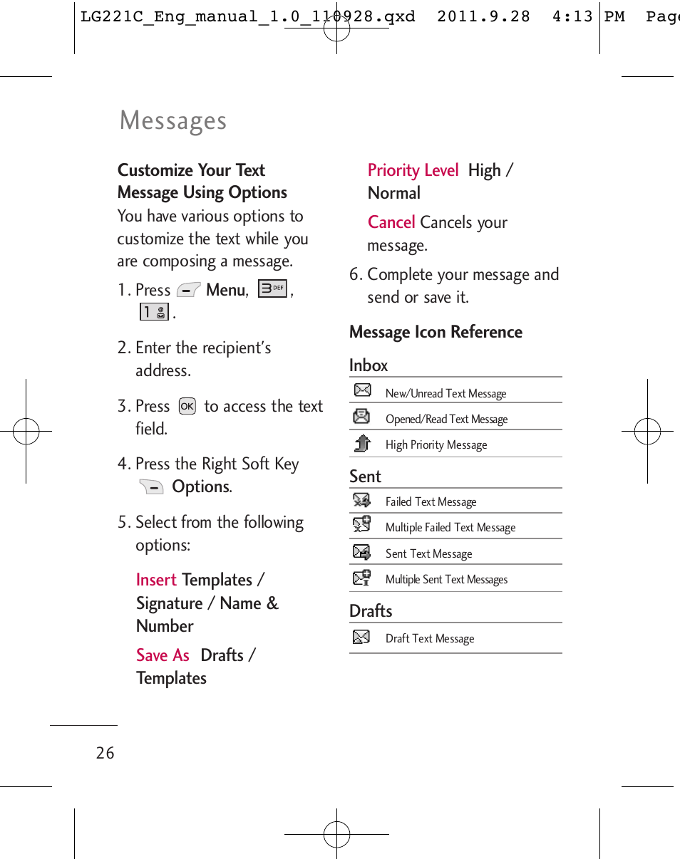 Messages | LG LG221C User Manual | Page 28 / 210