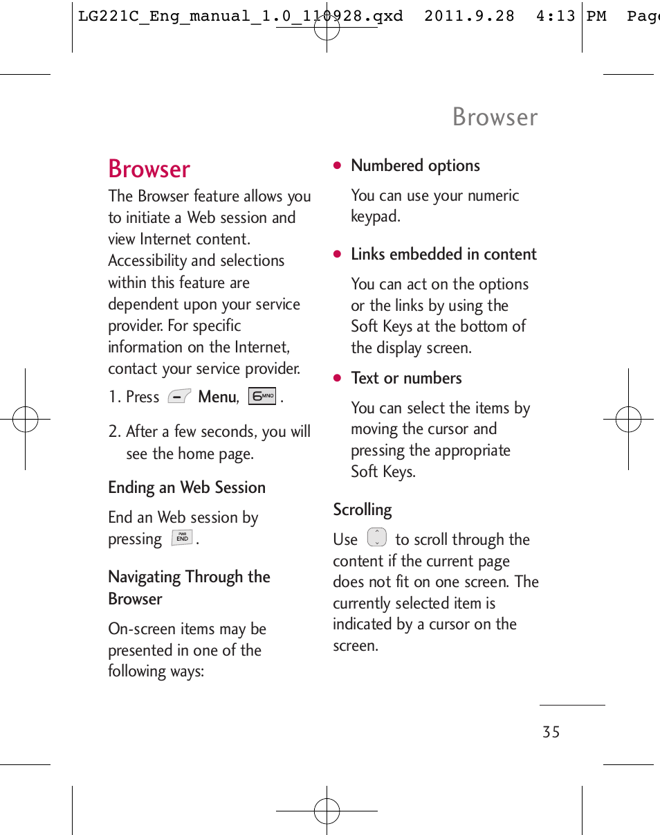 Browser | LG LG221C User Manual | Page 37 / 210