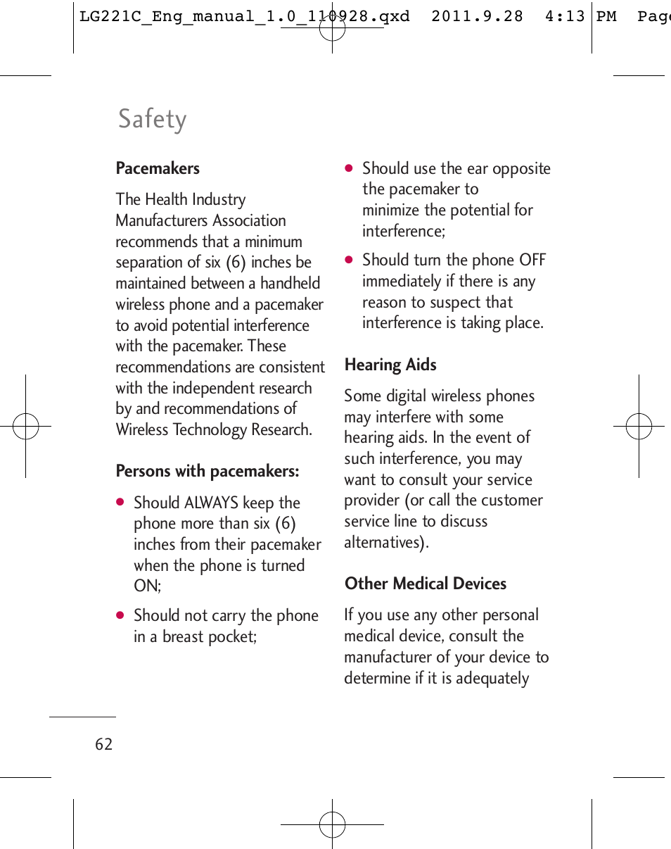 Safety | LG LG221C User Manual | Page 64 / 210