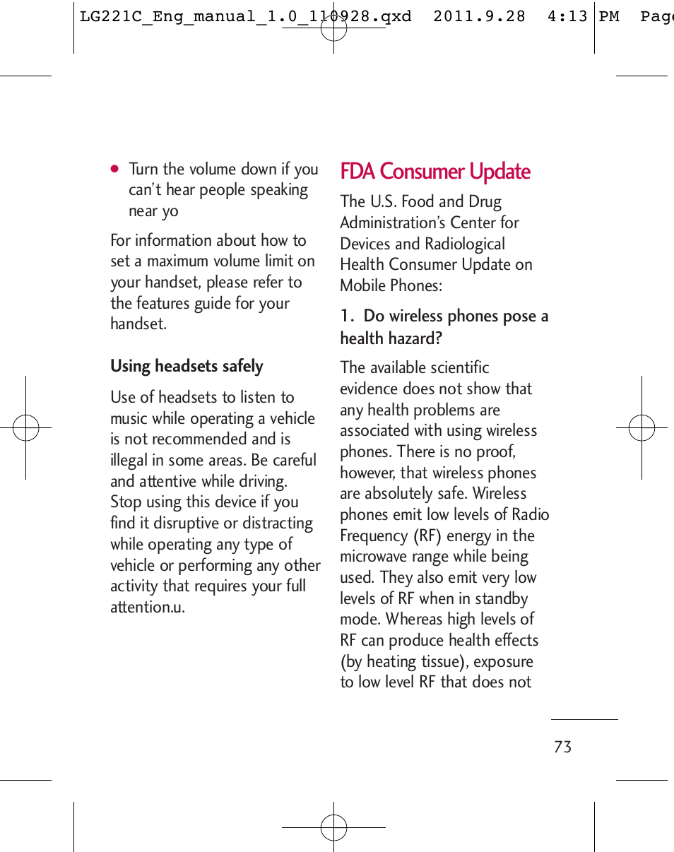 Fda consumer update | LG LG221C User Manual | Page 75 / 210