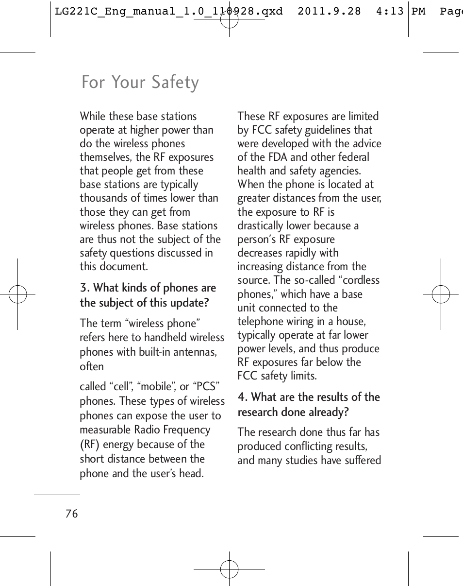 For your safety | LG LG221C User Manual | Page 78 / 210