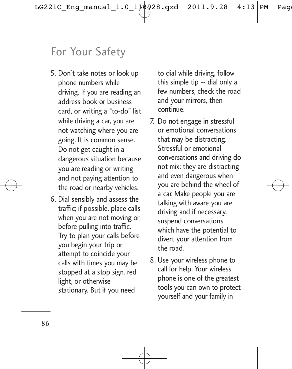For your safety | LG LG221C User Manual | Page 88 / 210