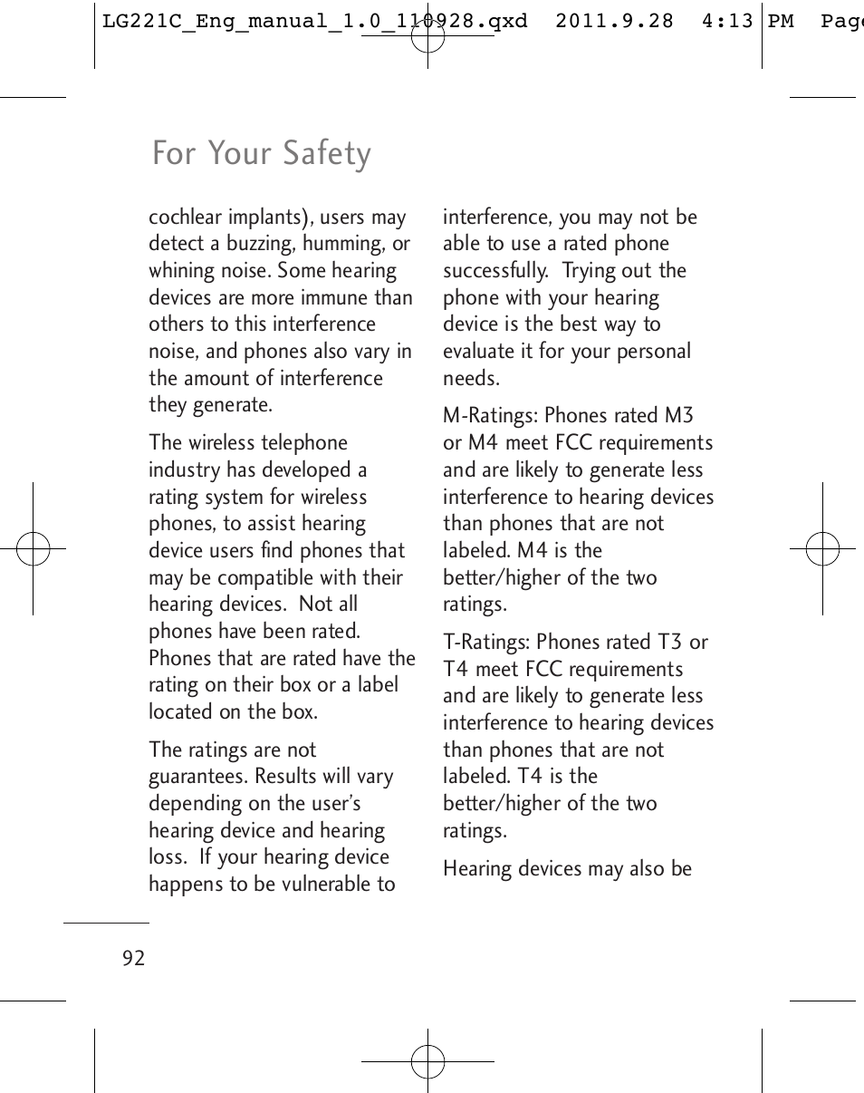 For your safety | LG LG221C User Manual | Page 94 / 210