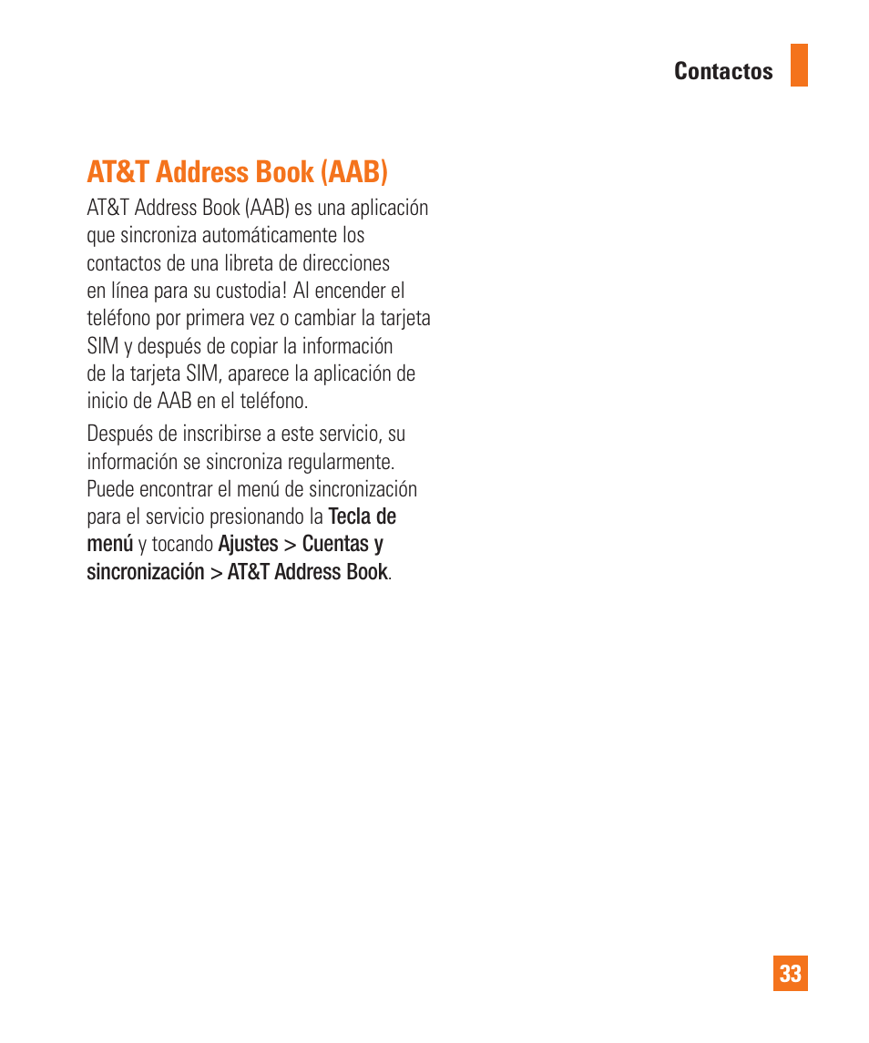 At&t address book (aab) | LG LGP505 User Manual | Page 131 / 198