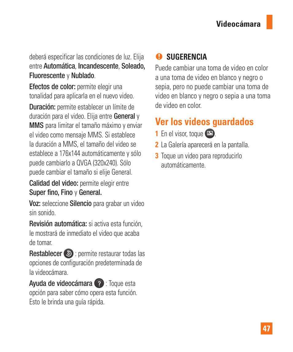 Ver los videos guardados | LG LGP505 User Manual | Page 145 / 198