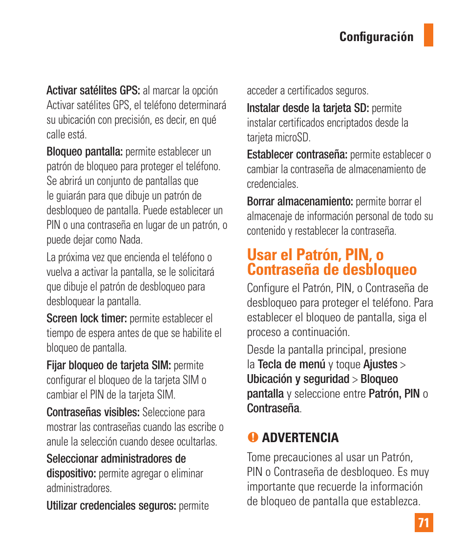 Usar el patrón, pin, o contraseña de desbloqueo | LG LGP505 User Manual | Page 169 / 198