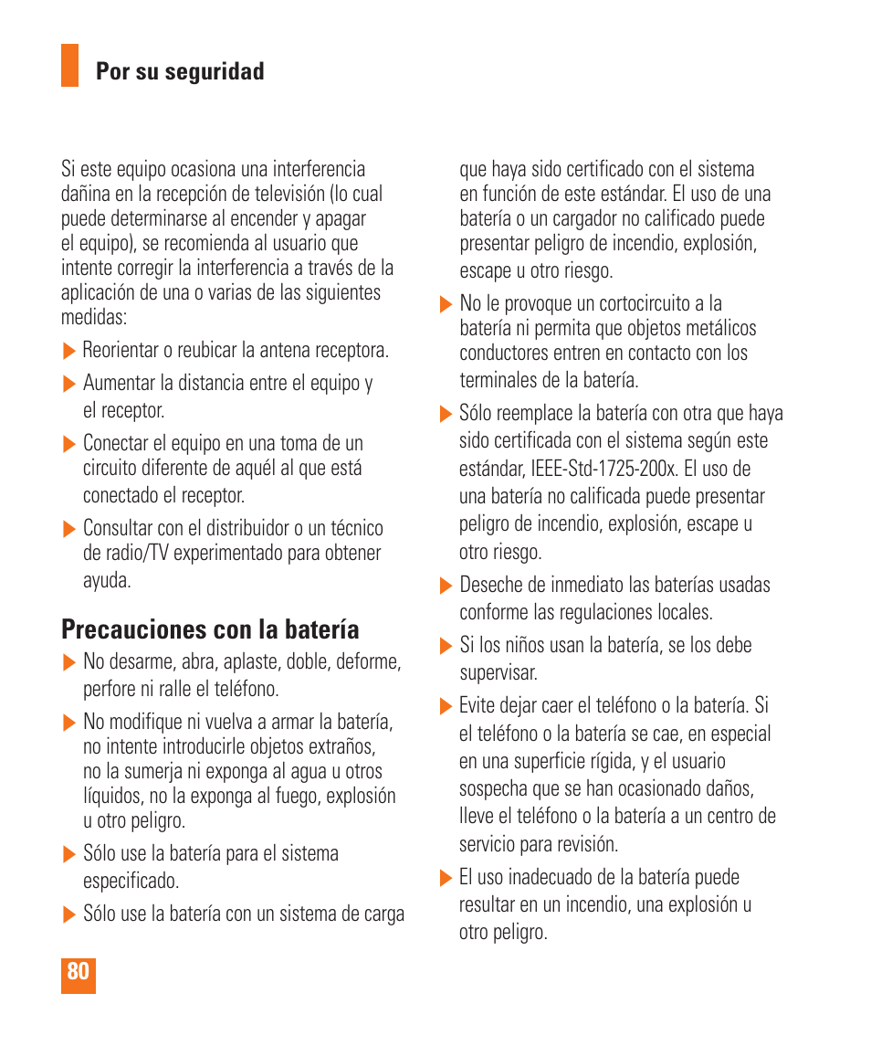 Precauciones con la batería | LG LGP505 User Manual | Page 178 / 198