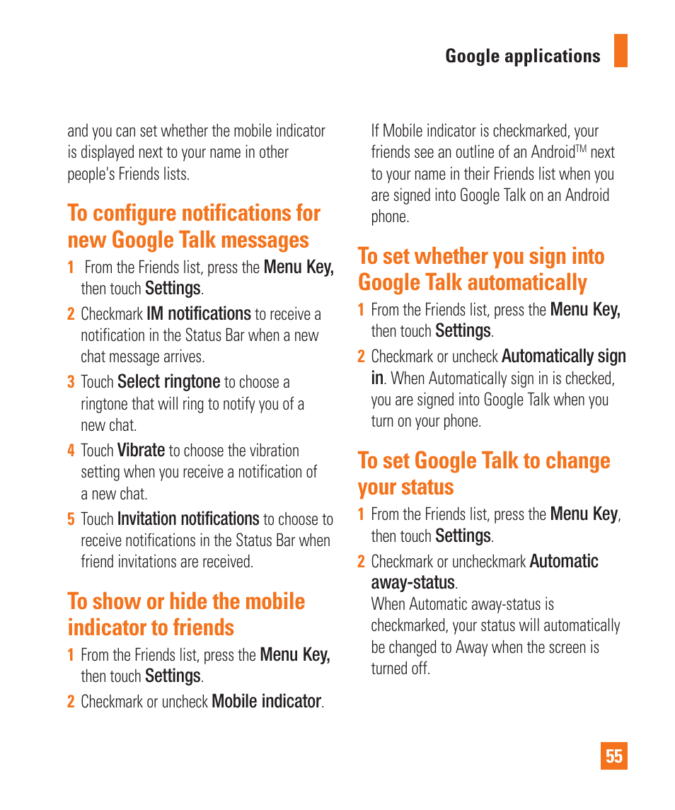 LG LGP505 User Manual | Page 57 / 198