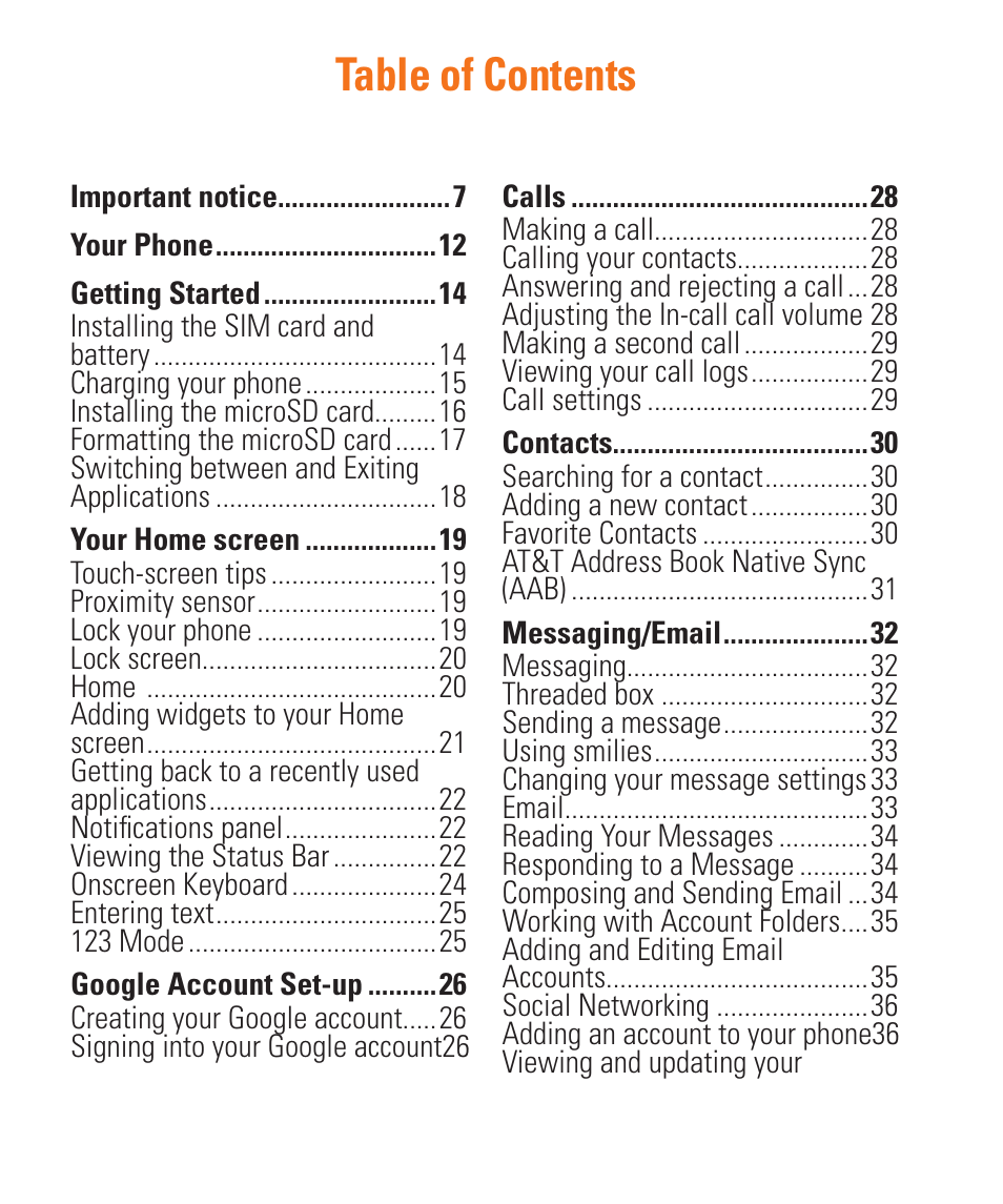 LG LGP505 User Manual | Page 6 / 198