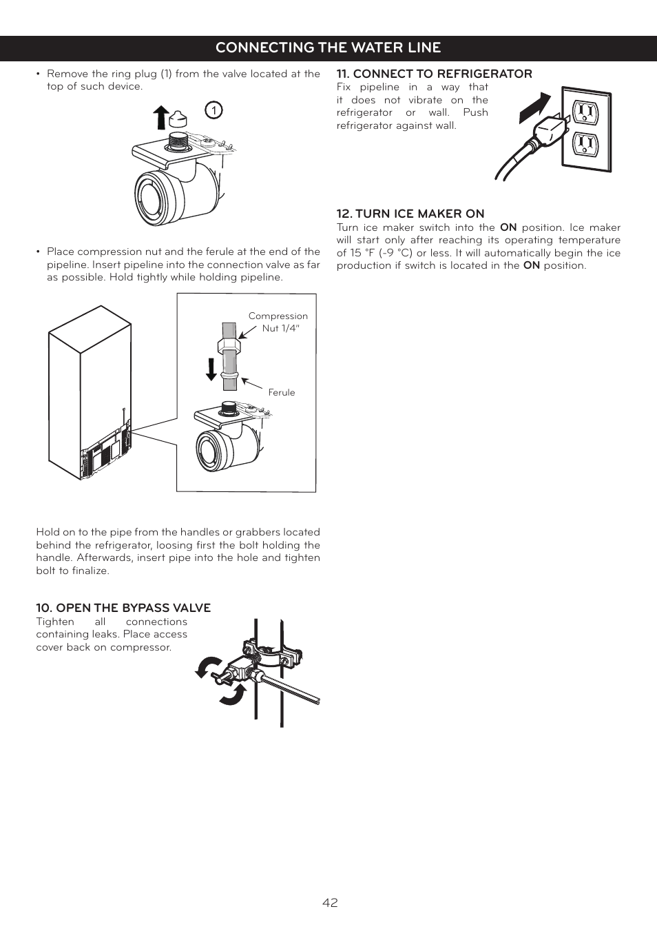 Connecting the water line | LG LFX25978ST User Manual | Page 42 / 50