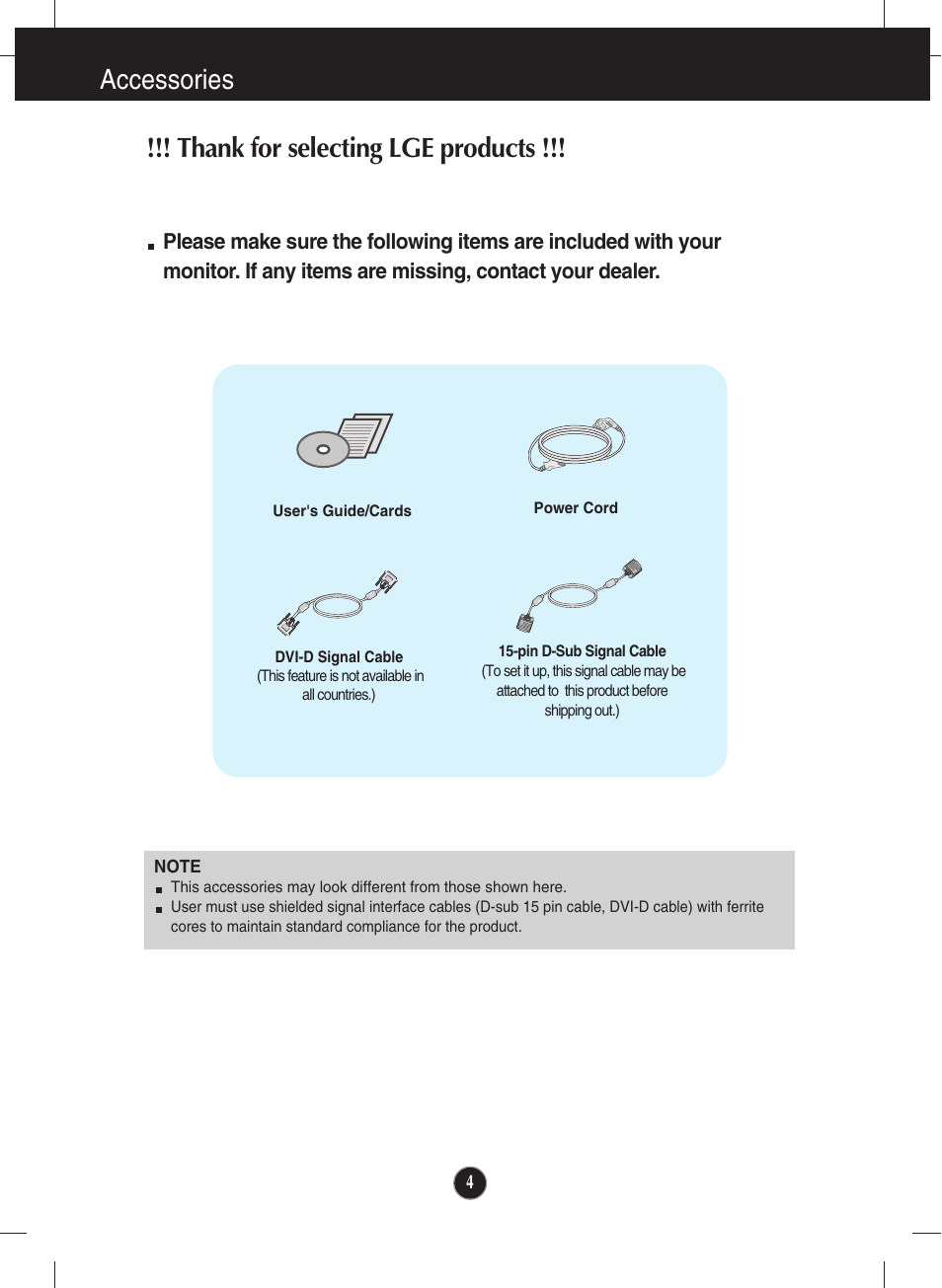 Accessories | LG W2340VG-PN User Manual | Page 5 / 30