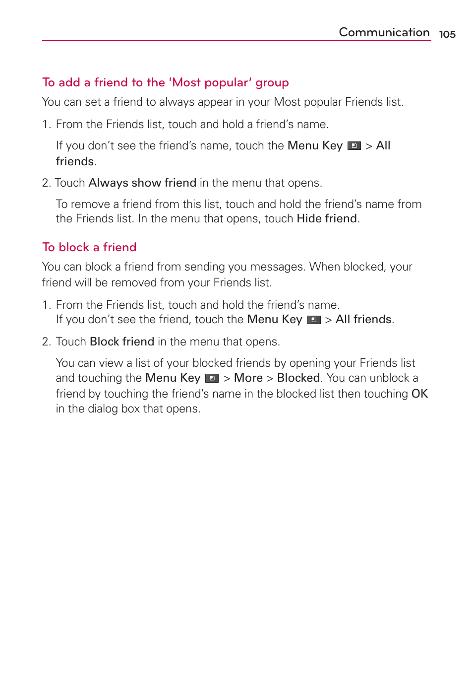 LG MS910 User Manual | Page 105 / 199