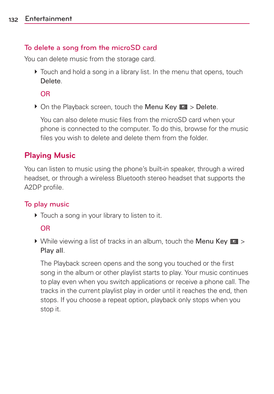 Playing music | LG MS910 User Manual | Page 132 / 199