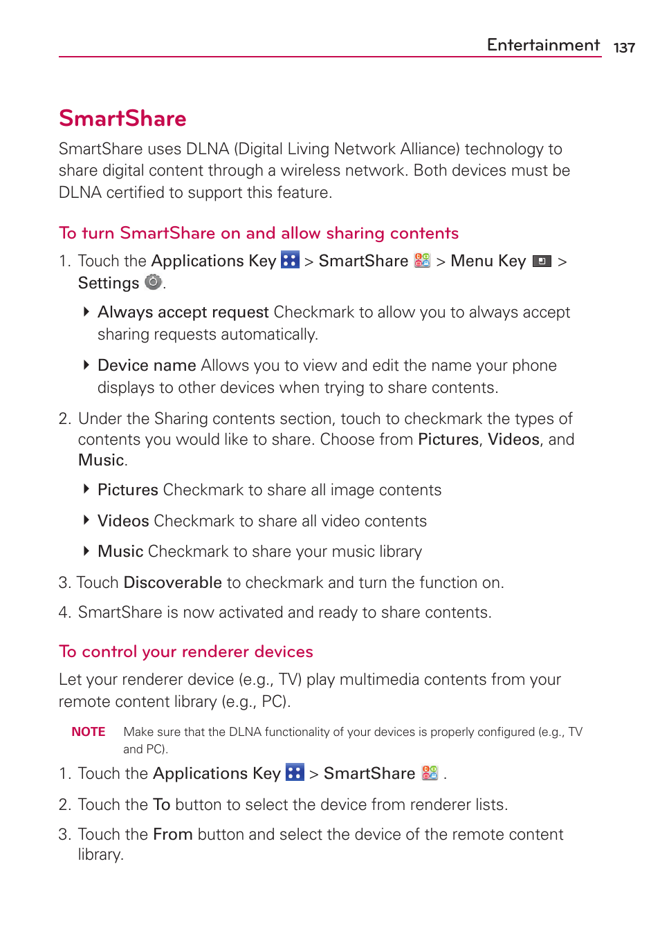 Smartshare | LG MS910 User Manual | Page 137 / 199