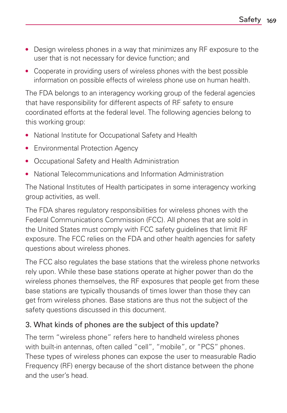 Safety | LG MS910 User Manual | Page 169 / 199