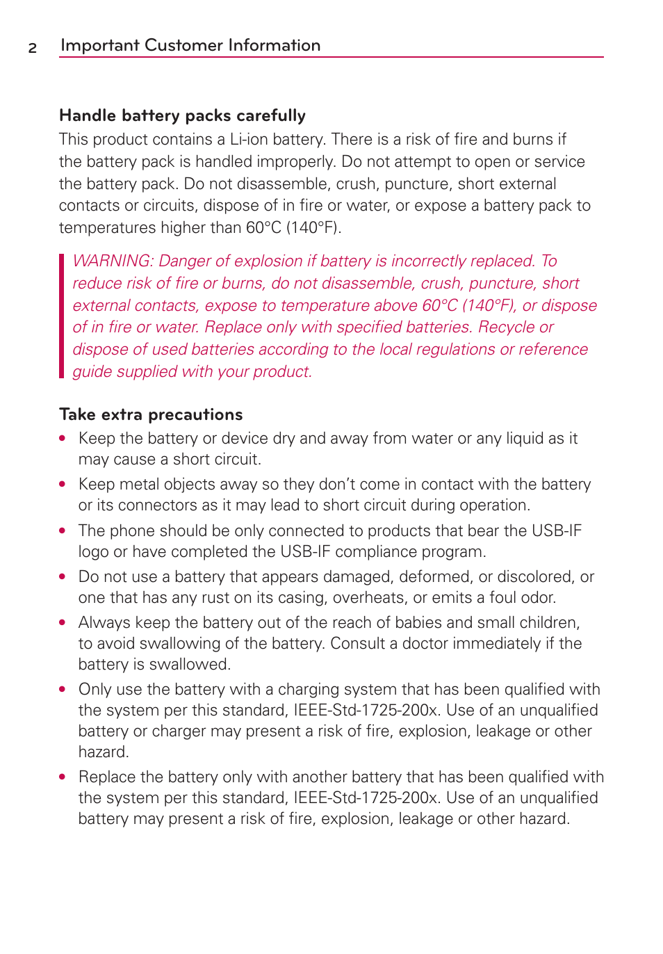 Take extra precautions | LG MS910 User Manual | Page 2 / 199