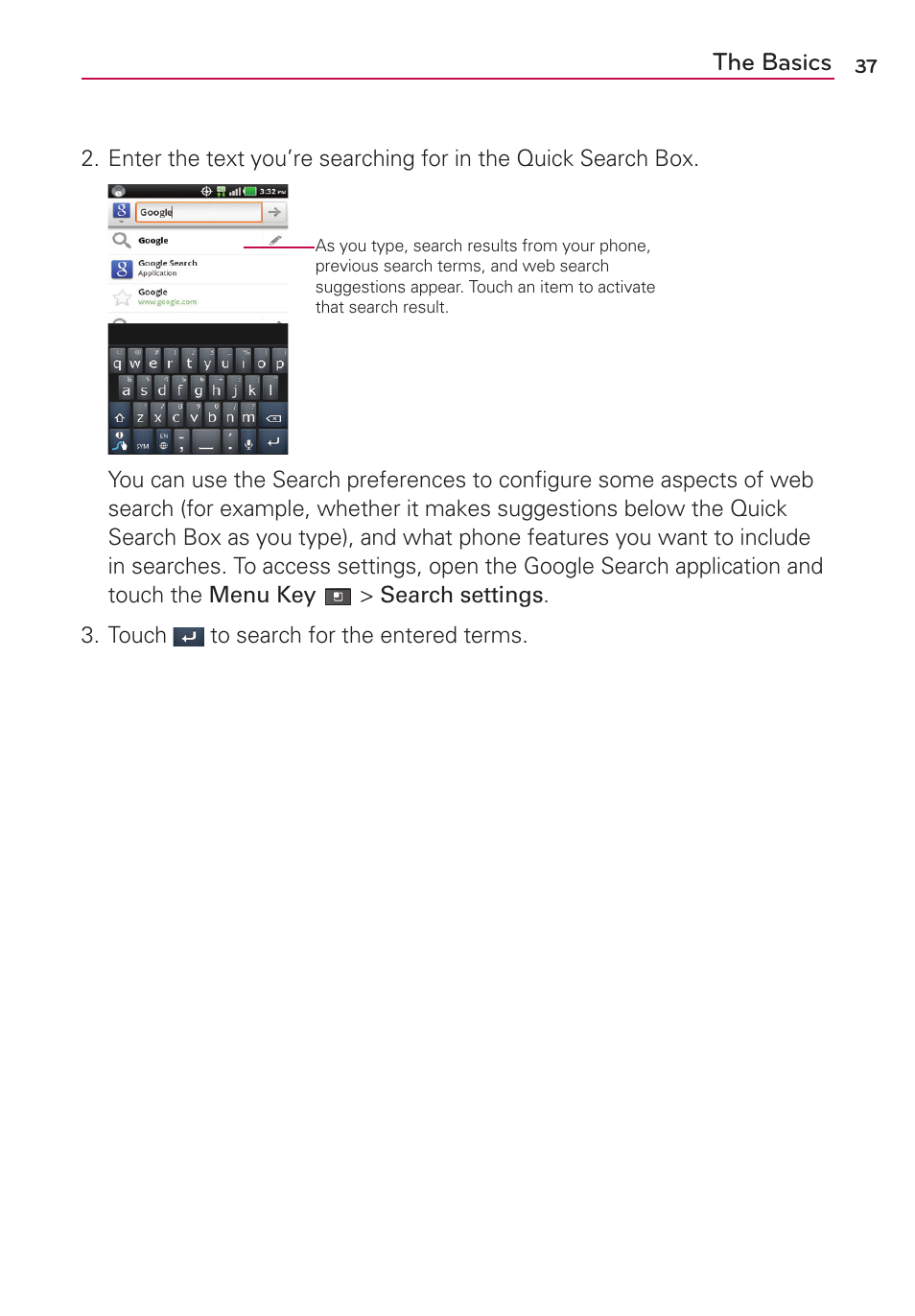 The basics | LG MS910 User Manual | Page 37 / 199