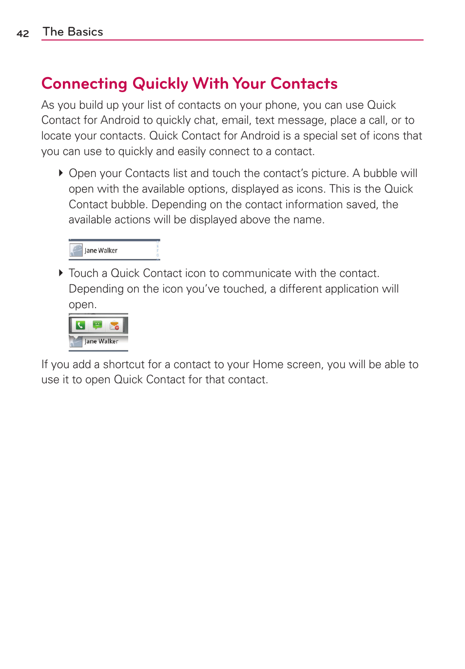 Connecting quickly with your contacts | LG MS910 User Manual | Page 42 / 199