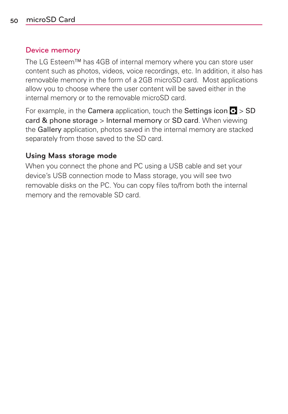 LG MS910 User Manual | Page 50 / 199