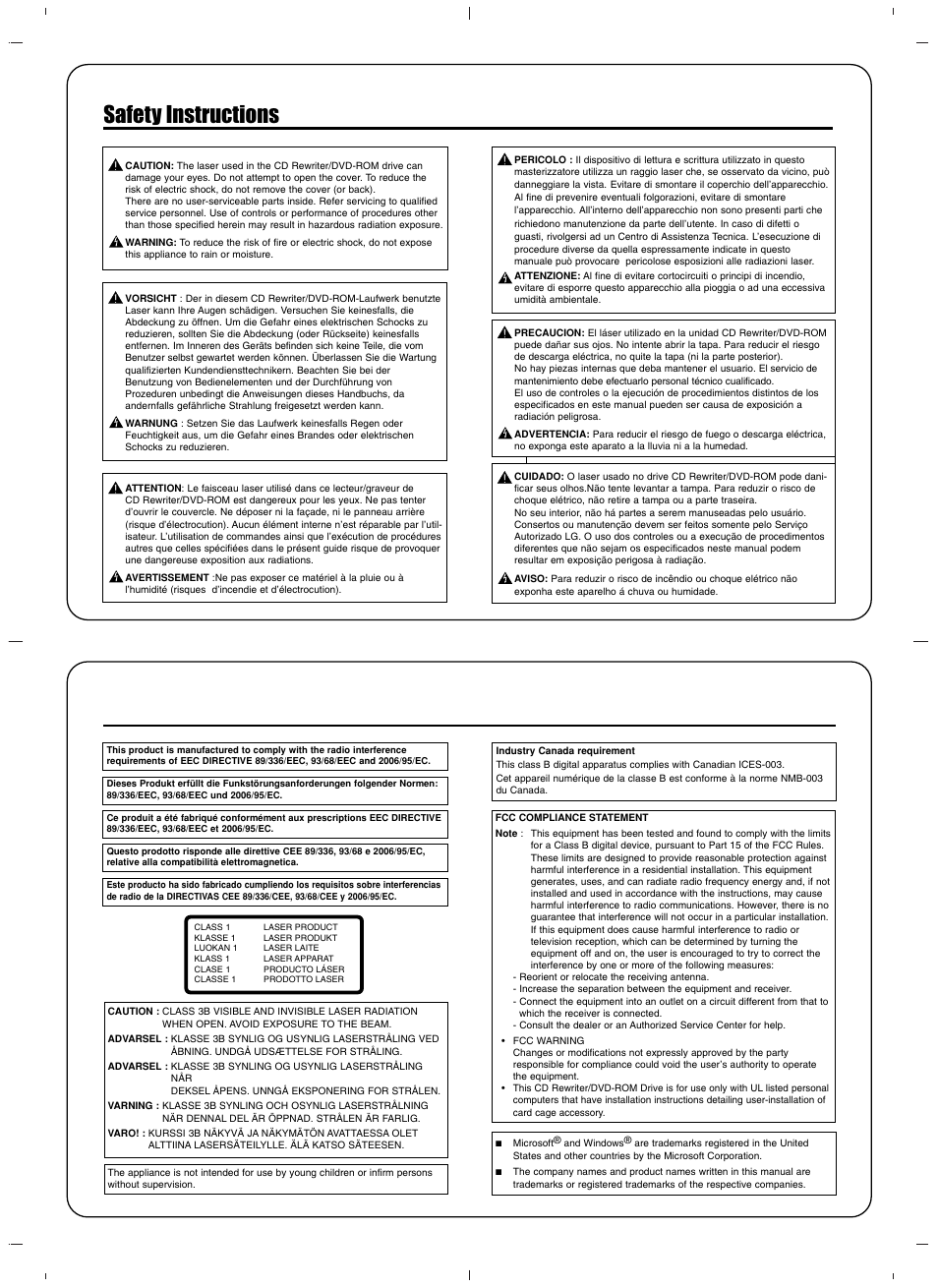 Safety instructions | LG GCC-H23N User Manual | Page 4 / 4