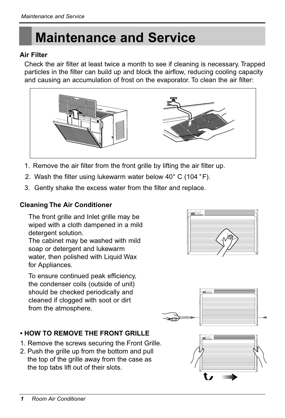 Maintenance and service | LG ZW5000 User Manual | Page 18 / 44