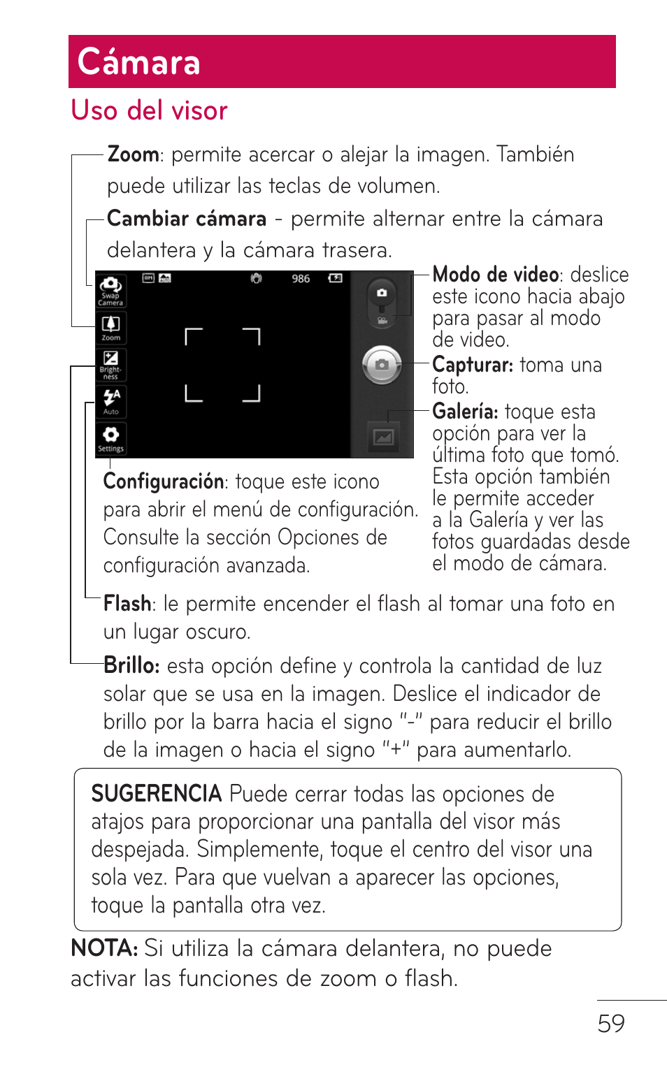 Cámara, Uso del visor | LG P999 User Manual | Page 219 / 336