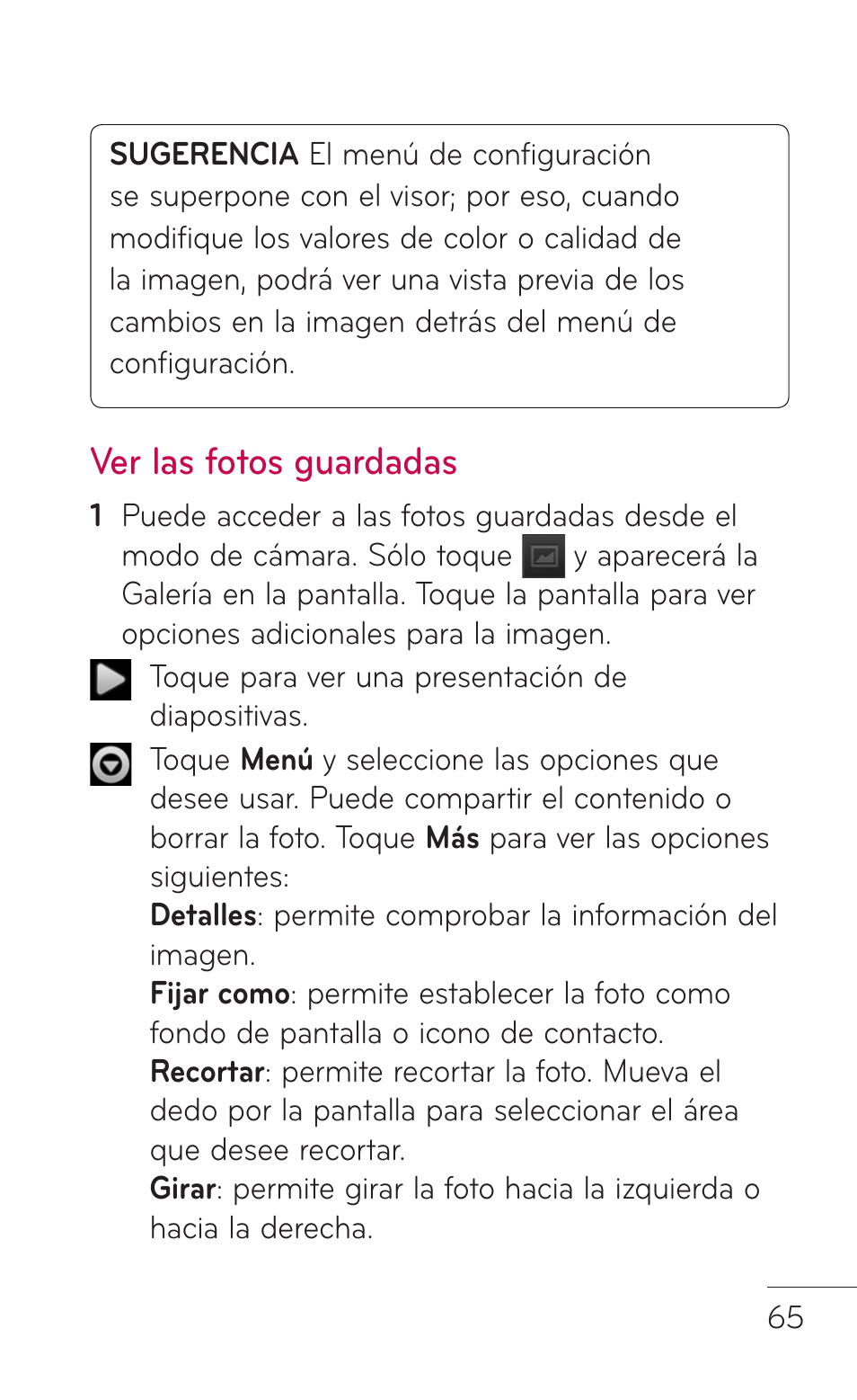 Ver las fotos guardadas | LG P999 User Manual | Page 225 / 336