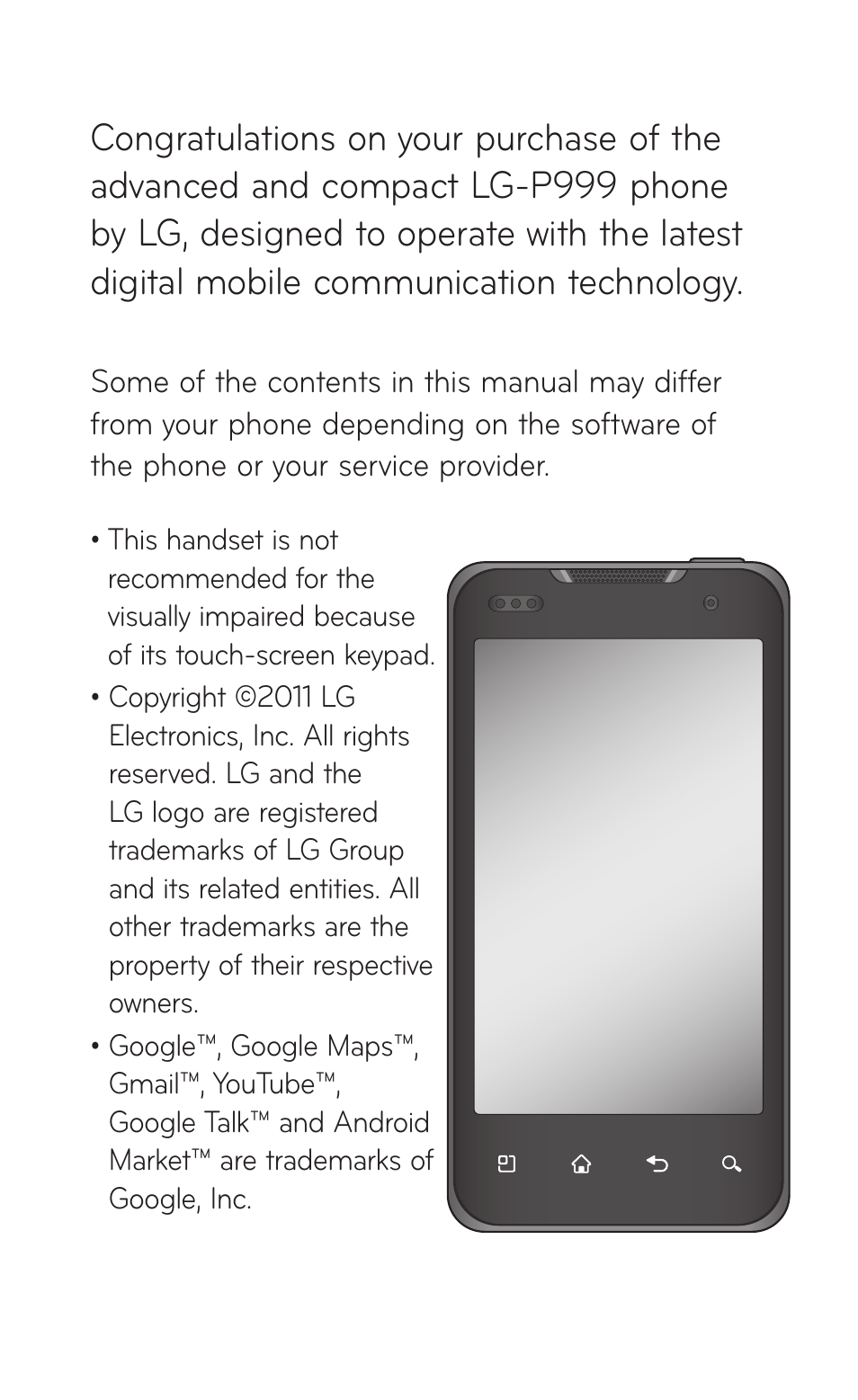 LG P999 User Manual | Page 3 / 336