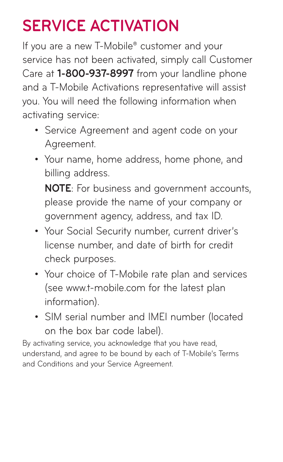 Service activation | LG P999 User Manual | Page 4 / 336