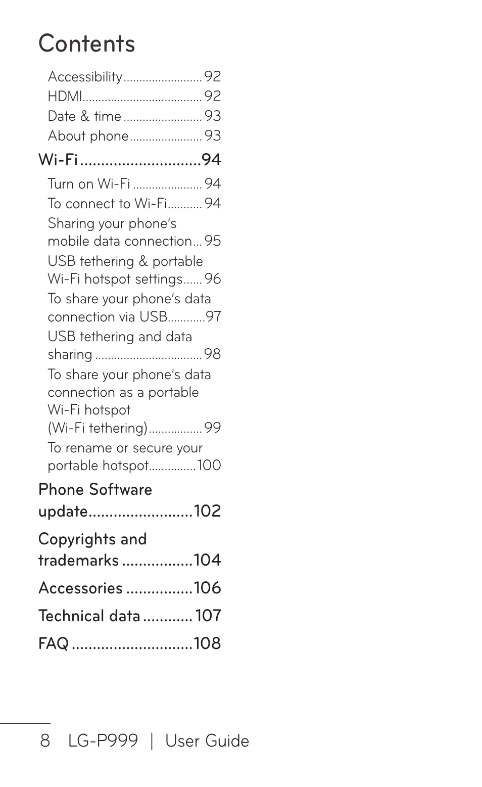 LG P999 User Manual | Page 8 / 336