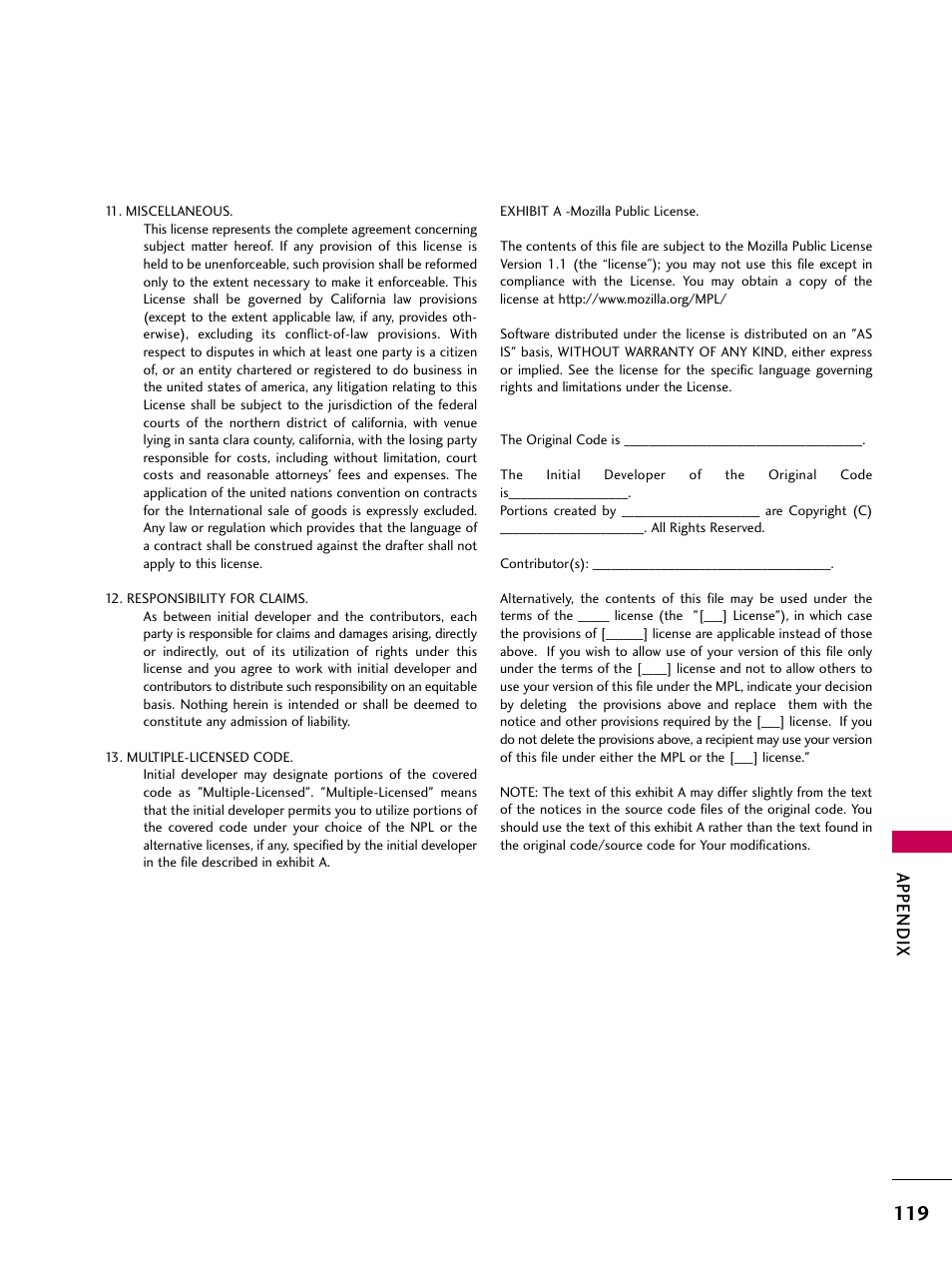 Appendix | LG 47LD650H User Manual | Page 119 / 167