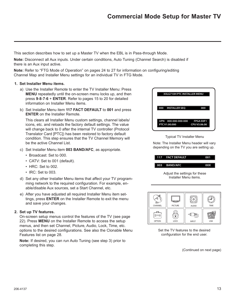 Commercial mode setup for master tv | LG 47LD650H User Manual | Page 132 / 167