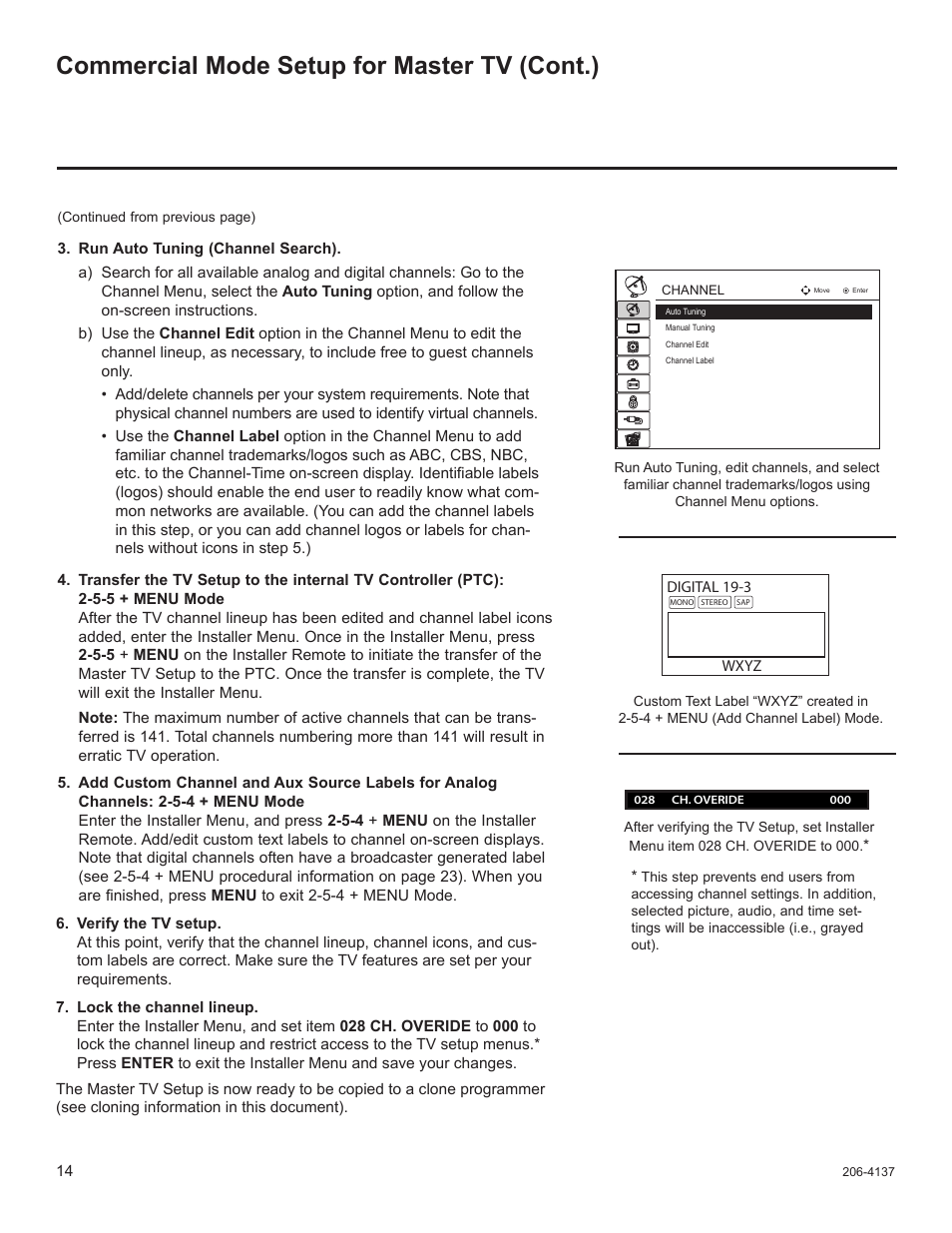 Commercial mode setup for master tv (cont.) | LG 47LD650H User Manual | Page 133 / 167