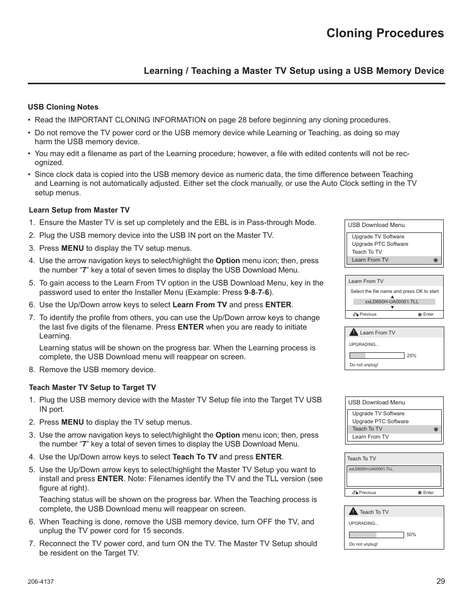 Cloning procedures | LG 47LD650H User Manual | Page 148 / 167