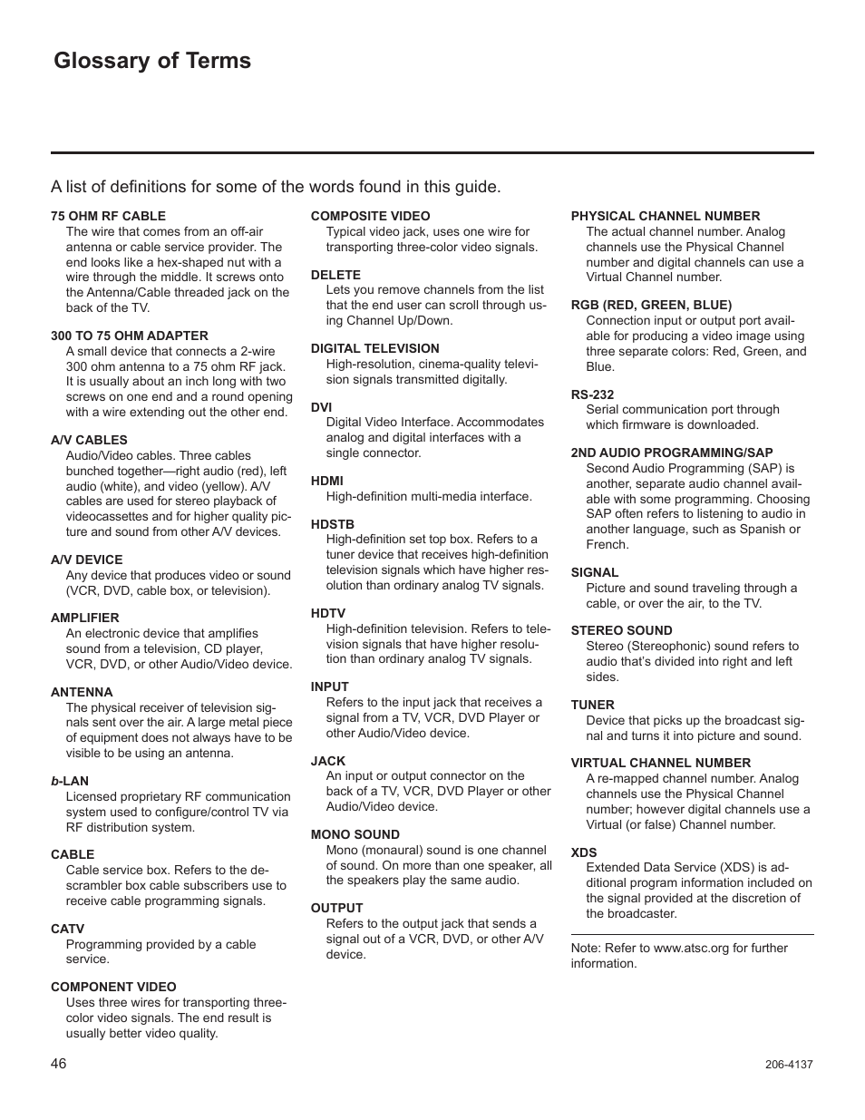 Glossary of terms | LG 47LD650H User Manual | Page 165 / 167