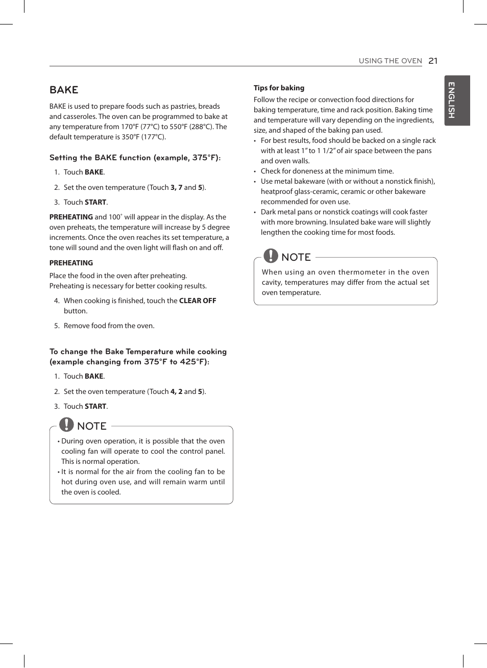 Bake | LG LSES302ST User Manual | Page 22 / 93