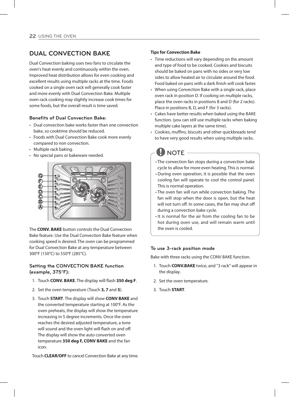 Dual convection bake | LG LSES302ST User Manual | Page 23 / 93