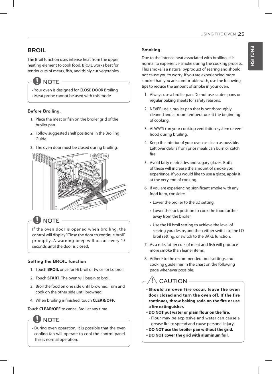 Broil, Caution | LG LSES302ST User Manual | Page 26 / 93