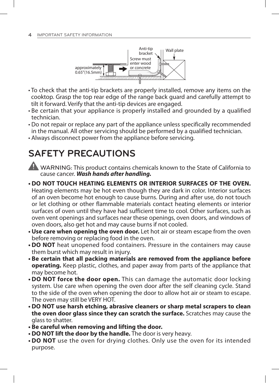 Safety precautions | LG LSES302ST User Manual | Page 5 / 93