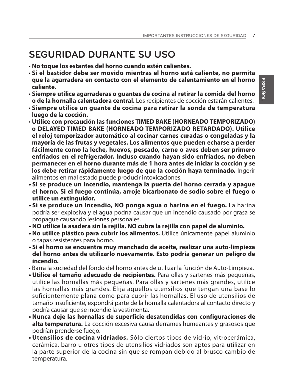 Seguridad durante su uso | LG LSES302ST User Manual | Page 52 / 93