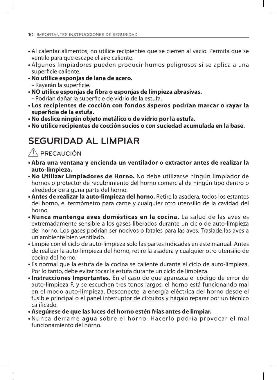 Seguridad al limpiar | LG LSES302ST User Manual | Page 55 / 93