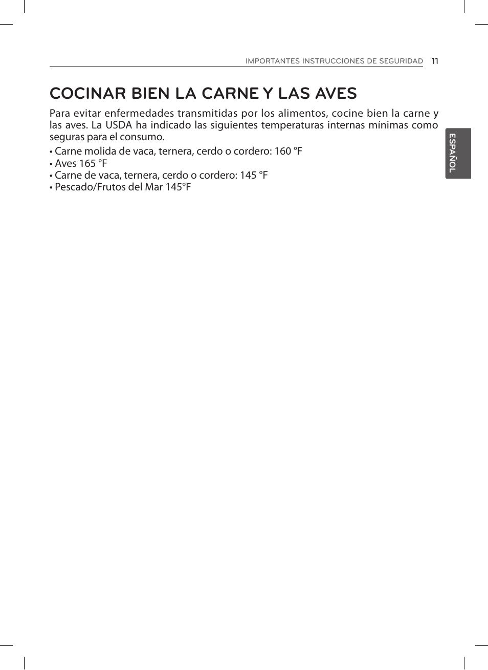 Cocinar bien la carne y las aves | LG LSES302ST User Manual | Page 56 / 93