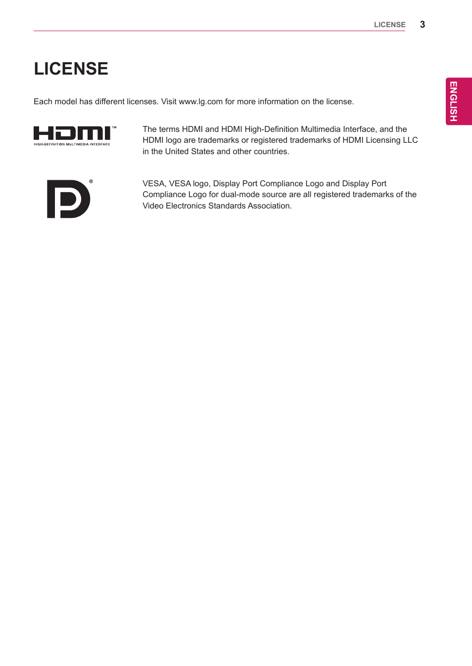 License | LG 29UM65-P User Manual | Page 3 / 37