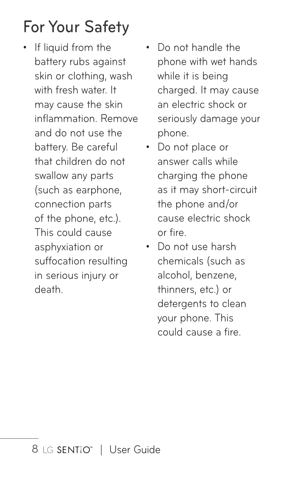 For your safety | LG GS505NV User Manual | Page 10 / 253