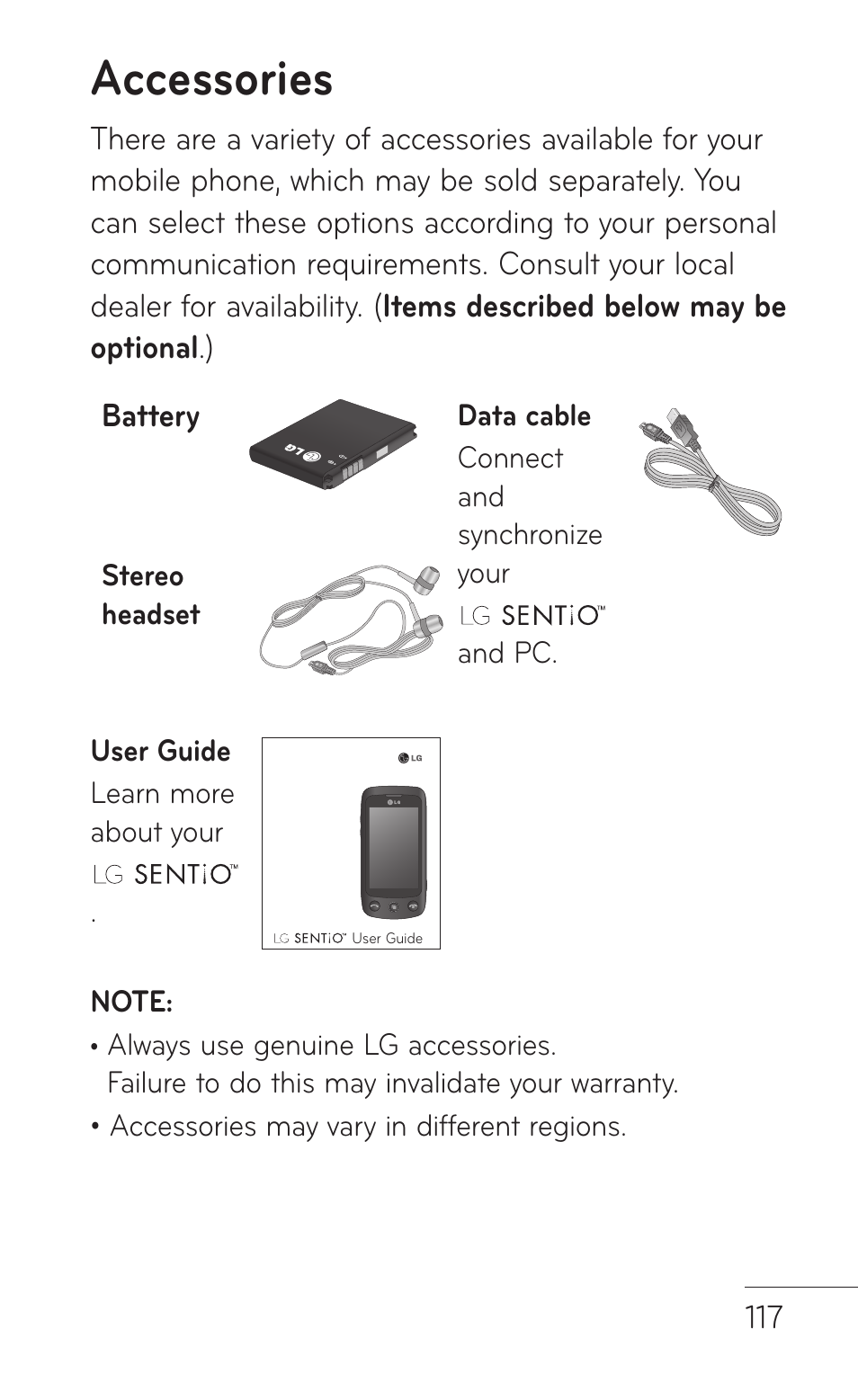 Accessories | LG GS505NV User Manual | Page 119 / 253